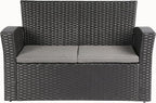 4 Pieces Outdoor Furniture Complete Patio Cushion Wicker P.E Rattan Garden Set, Full, Black