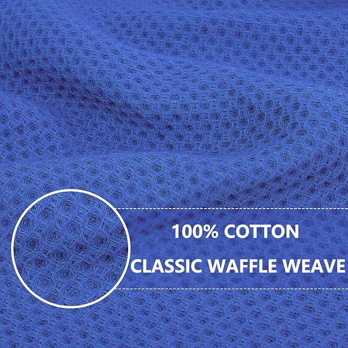 Homaxy 100% Cotton Waffle Weave Kitchen Dish Cloths 12-Pack, Blueberry | 12 x 12 Inches, Ultra Soft Absorbent Dish Towels, Quick Drying Dish Rags with Hanging Loop