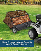 42 in Lawn Sweeper Tow Behind, Pull Behind Yard Sweeper, 21 cu. ft Large Hopper Leaf & Grass Collector, Heavy Duty Garden Sweeper with Adjustable Sweeping Height for Yard, Lawn, Farm