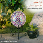 Alpine Corporation HGY438 Outdoor Mosaic Glass Gazing Globe with Colorful Teardrop Design, 10" Diameter, Multicolor