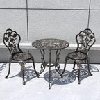 KAILI Outdoor Furniture Bistro Set with Rose Pattern 1 Table 2 Chairs for Garden Patio Porch (Rose-Bronzed)