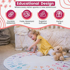 ABC Rug for Kids Room - 40 inch Round Alphabet Rug - ABC Classroom Rug for Kids Learning - Round Rug for Kids Room Decor - ABC Rugs for Kids Playroom - Round Nursery Rug - ABC Mats for Floor Toddlers