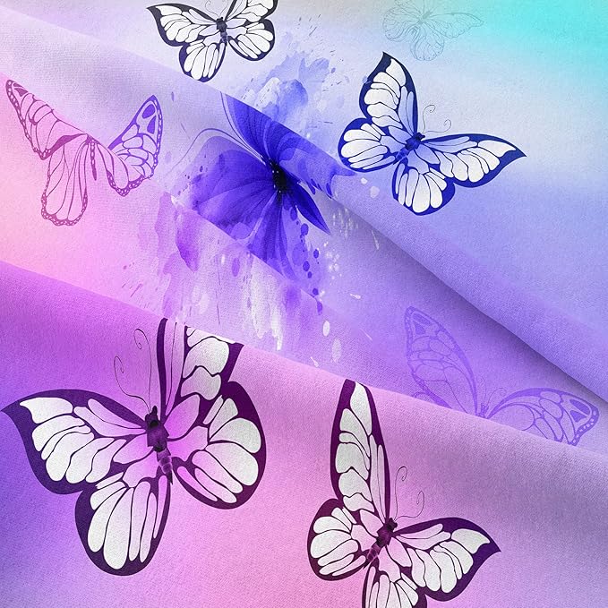 Tailor Shop Butterfly Comforter Set Queen Size,Tie Dye Comforter Set for Girls Kids Teens Butterfly Bedding Room Decor Set,with 2 Pillowcase