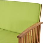 Christopher Knight Home Carolina Outdoor Acacia Wood Sofa Set with Water Resistant Cushions, 4-Pcs Set, Brown Patina / Light Green