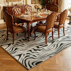 Washable Area Rug 4'x6' for Kids Room Living Room Bedroom, Zebra | Soft Cozy Fluffy Mid Pile Machine Washable Non Slip Modern Jacquard Boho Accent Area Carpet for Nursery Kids Room Hotel