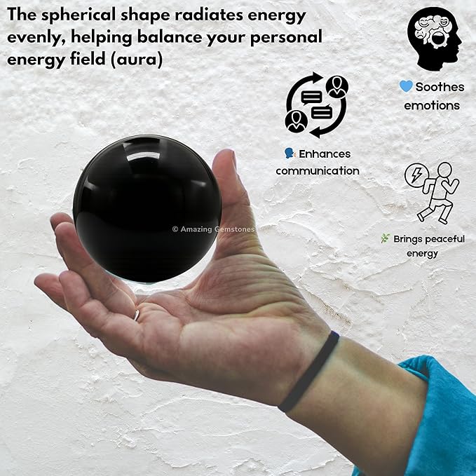 Amazing Gemstone Black Obsidian Crystal Ball with Stand - 2" Inches Crystal Sphere Meditation Balls for Witchcraft and Decorative Balls