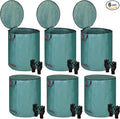 Eaasty 6 Pack 72 Gallon Leaf Bags Collapsible Lawn Bags Reusable Garden Bags Heavy Duty Yard Waste Bags Leaf Container with Zippered Lid Handle 6 Pairs Gardening Gloves for Cleaning Debris Trash