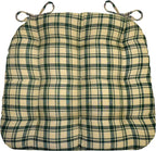 Barnett Home Decor Dining Chair Pad with Ties Montgomery Green Plaid - Size Small 15 x 17 Chair Cushion - Latex Foam Fill Cushion, Reversible, Machine Washable - Green Natural Tartan