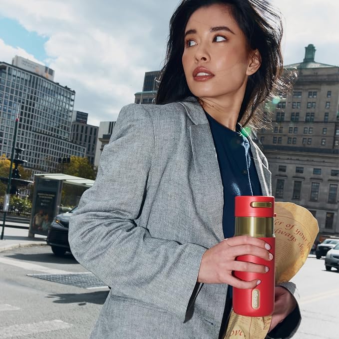 Contigo AutoSeal 16 oz Stainless Steel Vacuum-Insulated Water Bottle with Leakproof Push-Button Spout & Lock, Carry Strap, BPA-Free & Lead-Free, Dishwasher Safe