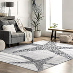 nuLOOM Starfish and Stripes Machine Washable Ultra Thin Area Rug, 6' x 9', Light Grey