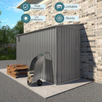 4 * 9.2 FT Outdoor Storage Shed, Galvanized Steel Garden Shed with Lockable Door & Window, Waterproof Metal Tool Storage for Garden, Backyard, Patio, Lawn(Gray)