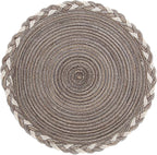 SHACOS Round Placemats Set of 6 Braided Glitter Round Table Placemats 15 inch for Wedding Holiday Party (Multicolor - Light Coffee, 6)