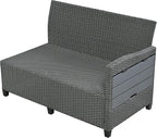 5-Piece Outdoor Patio Furniture Set with Dining Table&Bench, All-Weather PE Wicker Sofa w/2 Extendable SideTables&Cushions&Washable Covers, Rattan Conversation Couch for Backyard Yard, Gray
