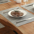 Leetaltree Silver Placemats Set of 6 - Heat Resistant Non-Slip Place mats for Dining Table, Washable Durable PVC Vinyl Woven Table Mats（Silver, 6）
