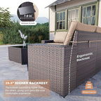 Kullavik 13PCS Outdoor Patio Furniture Set with 43" 55000BTU Gas Propane Fire Pit Table PE Wicker Rattan Sectional Sofa Patio Conversation Sets,Sand
