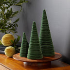 Your Heart's Content Olive Green Velvet Trees Set of 3, Woodland Nursery Bookshelf, Modern Valentine Tabletop, Holiday Dining Table, Elegant Mantel Décor, Handcrafted Gift for (Olive)