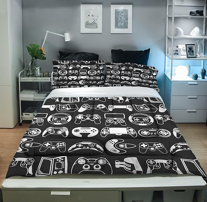 Sunnycitron Kids comforter sets Gamer Bedding Sets for Boys Twin Comforter Set Gaming Comforter Sets Gamer Comforter Set for Boys Gaming Bed Gamer Room Decor,1 Comforter 2Pillowcase