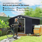 Outsunny 11' x 9' Outdoor Storage Shed, Garden Tool Metal Shed with Foundation Kit, Double Lockable Door, Air Vents and Sloping Roof, for Backyard, Patio, Lawn, Dark Gray