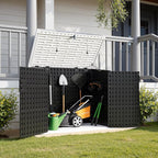 Greesum Outdoor Trash Can Storage Shed, 34 Cu.ft Horizontal Outdoor Storage Cabinet, Waterproof for Garden, Pool Storage, Garbage Cans, Black