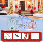 Outdoor Christmas Decorations, Set of 3 Lighted Christmas Ball Ornaments with 570 LED Lights, 6 Ground Stakes, Included 20 Small Plastic Xmas Ball Ornaments for Holiday Decor Yard