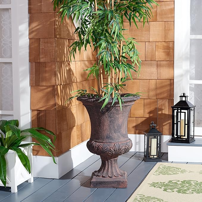 SAFAVIEH Outdoor Collection Paven Traditional Brown Planter (Fully Assembled)