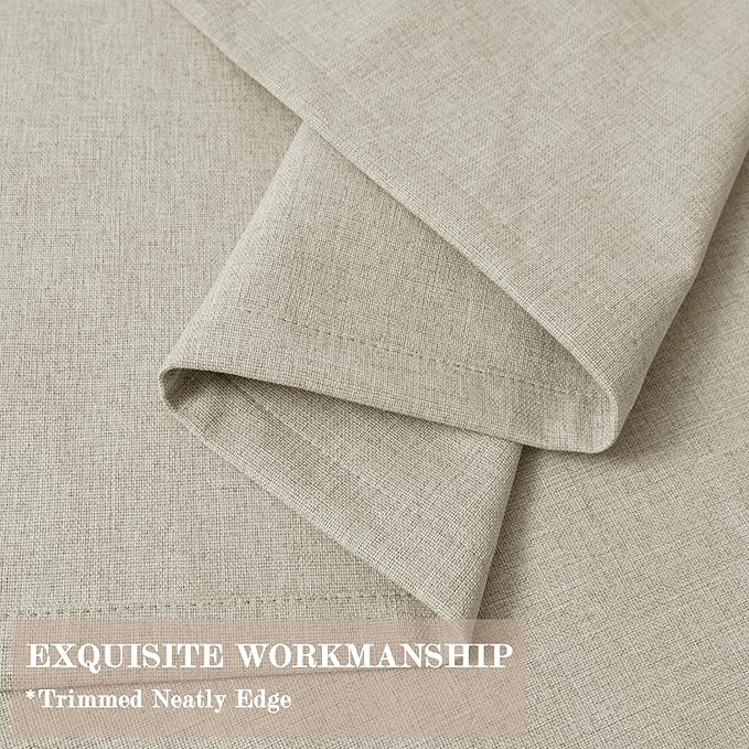 100% Blackout Linen Textured Drapes for Bedroom Pinch Pleated Curtains for Track System Portable Drapery for Sliding Glass Door/Storage/Space Room Divider, 70" Wx84 L, 1 PC, Ivory White