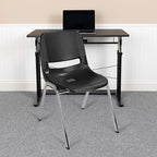 Flash Furniture HERCULES Series 661 lb. Capacity Black Ergonomic Shell Stack Chair with Chrome Frame and 16'' Seat Height