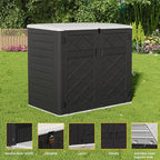 Resin Outdoor Storage Shed, 38 cu.ft Outdoor Storage Box Waterproof for Garden Tools, Patio Furniture, Trash Cans, Garage Storage, Lockable (Black)