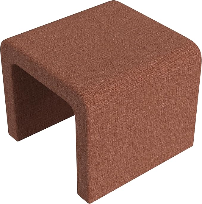 Modern Channel Rust Chenille Foot Stools Ottoman Home Décor, Soft Ottoman Foot Rest Chair for Bedroom and Living Room, Vanity Chair and Stool in Dressing Area, and Lounge (Rust Chenille)