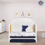 JPMA & Greenguard Gold Certified Milton 5-in-1 Convertible Crib Made with Sustainable New Zealand Pinewood in White and Natural, Non-Toxic Finish
