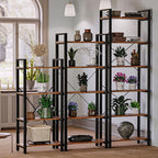 IRONCK Bookshelf 6-Tier Ladder Shelf 110lbs/shelf Display Shelf Vintage Industrial Style Bookcase for Home Office, Living Room