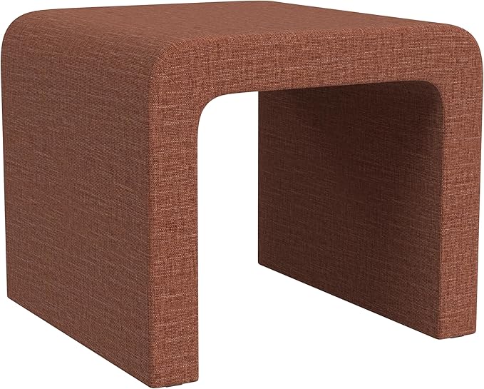 Modern Channel Rust Chenille Foot Stools Ottoman Home Décor, Soft Ottoman Foot Rest Chair for Bedroom and Living Room, Vanity Chair and Stool in Dressing Area, and Lounge (Rust Chenille)