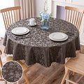 Smiry Round Waterproof Heavy Duty Vinyl Tablecloths, 60 x 60 Inch | Wipeable Washable Floral Embossed Table Cover for Kitchen and Dining Room, Indoor & Outdoor Use, Coffee