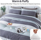 Andency Stripe Comforter Set Twin Size (66x90 Inch), 2 Pieces Mint Green Patchwork Striped Comforter, Soft Microfiber Down Alternative Comforter Bedding Set with Corner Loops (Mint, White, Grey)