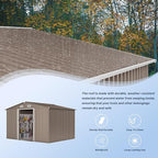Kullavik 10FT x 8FT Outdoor Storage Shed,Waterproof Metal Tool Shed with Lockable Sliding Door and Air Vents,Metal Storage Shed for Garden,Patio,Backyard,Lawn