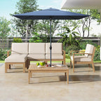 Merax 6-Piece Outdoor Sectional Conversation Sofa Seat Cushions Acacia Wood Frame Furniture Sets with Coffee Table and Ottoman for Garden Backyard Patio and Poolside, Beige