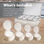 storageLAB China Storage Containers, Containers for Organizing, Hard Shell Case, Felt Plate Dividers, Moving Supplies, Storage Box, Wine, Dishes, Glasses Storage, Charger Plates Storage Containers | 5-piece quilted set for 12 - 4 plate cases + mug case...