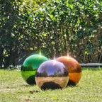 Stainless Steel Gazing Globe Mirror Ball, Decorative Gazing Balls for Garden, Reflective Smooth Garden Ball Sphere for Outdoor Yard Decoration (Orange, Dia: 8 inch)