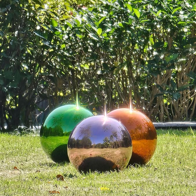 Stainless Steel Gazing Globe Mirror Ball, Decorative Gazing Balls for Garden, Reflective Smooth Garden Ball Sphere for Outdoor Yard Decoration (Orange, Dia: 8 inch)