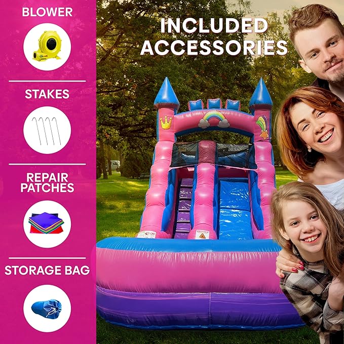 Inflatable Water Slides for Kids - Backyard Inflatable Water Slides with Splash Pool - Pink Unicorn Slide Complete with Blower, and Stakes - 21' x 9' - 12' Tall Slide