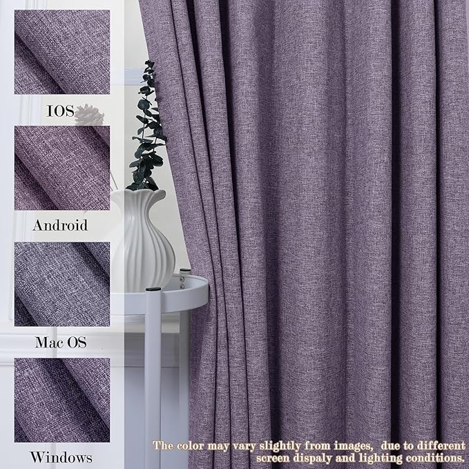 Full Blackout Privacy Curtains, 240 Inch Extra Wide Linen Blend Drapes, Pinch Pleat Window Drapery for Room Divider Storage/Space Room Separation, 1 Panel, W 240" x L 108", Violet