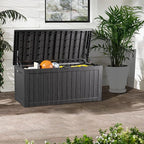 270 Gallon Waterproof Large Resin Deck Box Indoor/Outdoor Lockable Storage Container and Seating for Garden, Pool, and Patio (270 Gallon, Black)