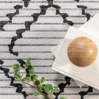 nuLOOM Leo Geometric Striped Machine Washable Ultra Thin Area Rug, 5' x 8', Ivory