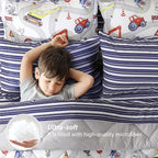 Truck Twin Comforter Set for Boys,5 Pieces Kids Bedroom Bedding Set with Sheets and Pillowcase,Super Soft Lightweight for All Seasons,Car,Machine Washable