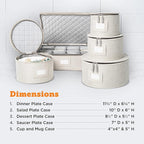 storageLAB China Storage Containers, Containers for Organizing, Hard Shell Case, Felt Plate Dividers, Moving Supplies, Storage Box, Wine, Dishes, Glasses Storage, Charger Plates Storage Containers | 5-piece quilted set for 12 - 4 plate cases + mug case...