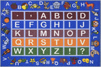 Machine Washable Educational Alphabet Design Non-Slip Rubberback 3x5 Kid's Area Rug for Playroom, Kid's Room, Bedroom, Kindergarten, 3'3" x 5', Blue
