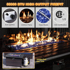 13PCS Patio Furniture Sectional Sofa Set PE Rattan Patio Conversation Set w/43in Gas Fire Pit Table, Outdoor Furniture with 55000 BTU Propane Fire Pit, Navy Blue