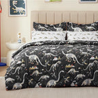 Dinosaur Twin Comforter for Boys,5 Pieces Kids Bedroom Bedding Set with Sheets and Pillowcase,Super Soft Lightweight for All Seasons,Grey,Machine Washable