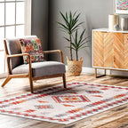 nuLOOM Jayde Machine Washable Southwestern Diamond Ultra Thin Area Rug, 5' x 8', Beige