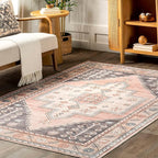 nuLOOM Catreena Transitional Floral Machine Washable Ultra Thin Area Rug, 5' x 8', Pink